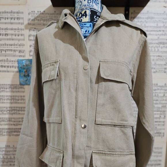 Missguided Jackets & Blazers - MISSGUIDED Utility Jacket Cargo Khaki Size Small